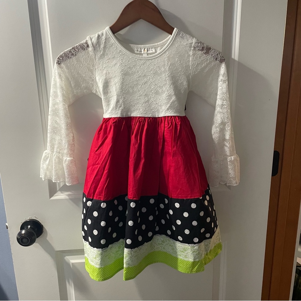 Charming Kids Dress with Red and Black Polka Dots